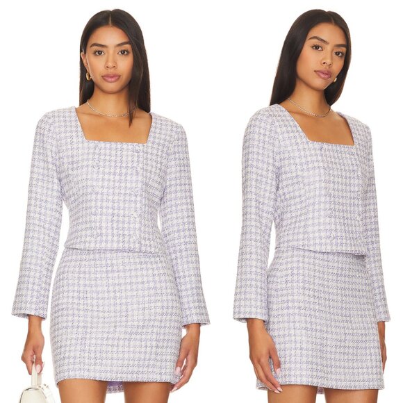 NWT Favorite Daughter Dasha Tweed Blazer Top And Skirt Coord Set In Lilac - Picture 1 of 13